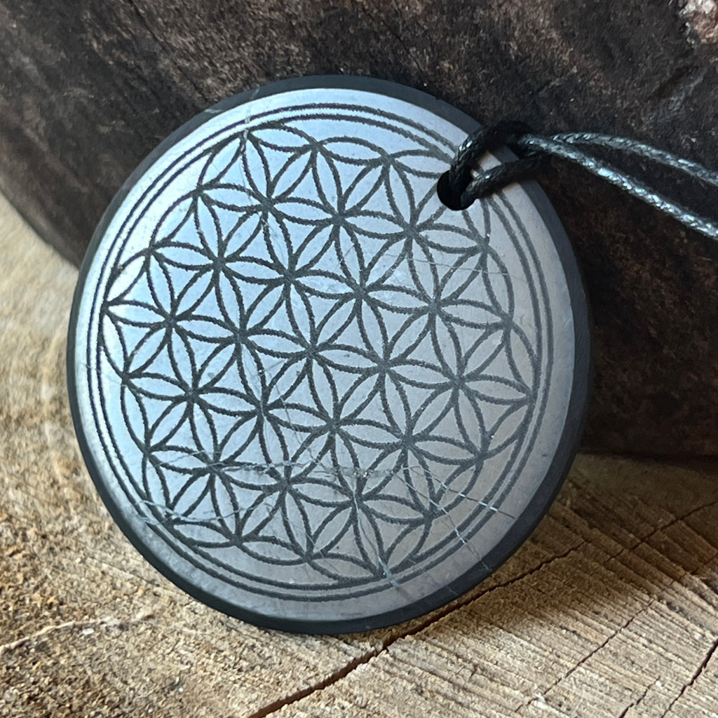 Pandantiv shungit Flower of Life marime L, pietre semipretioase - druzy.ro 2 