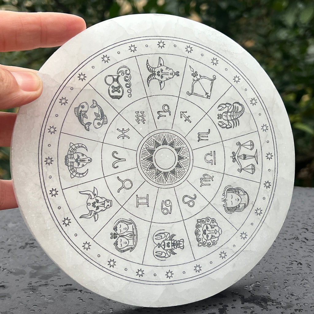 Disc selenit zodiac, pietre semipretioase - druzy.ro 1 