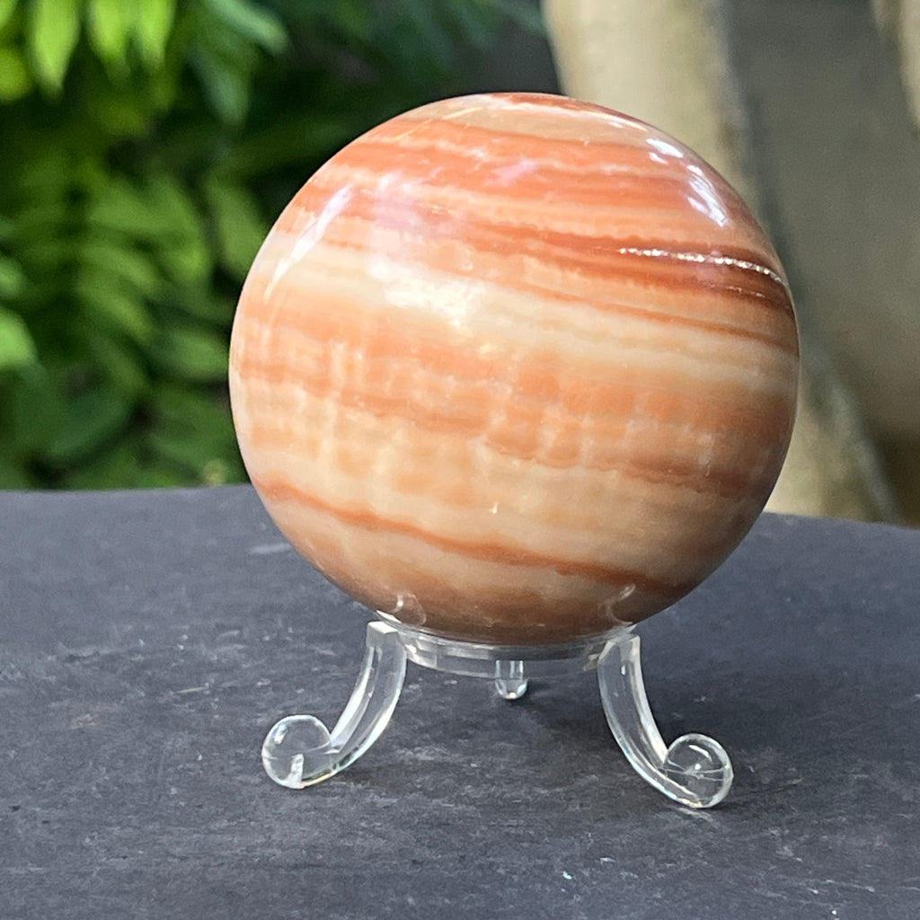 Sferă de onix portocaliu dungat  | Model 1, pietre semipretioase - druzy.ro 3 