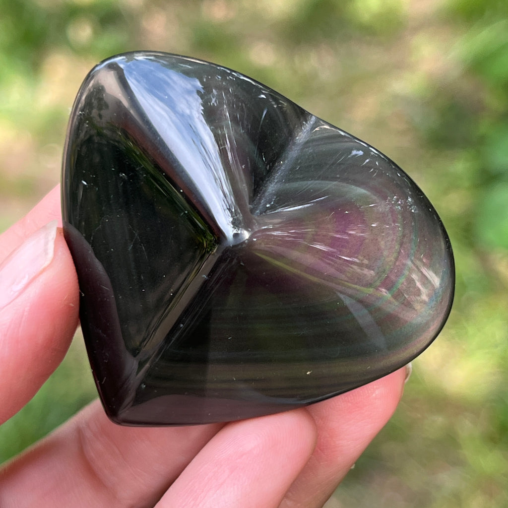 Obsidian curcubeu inima model 10, pietre semipretioase - druzy.ro 2 