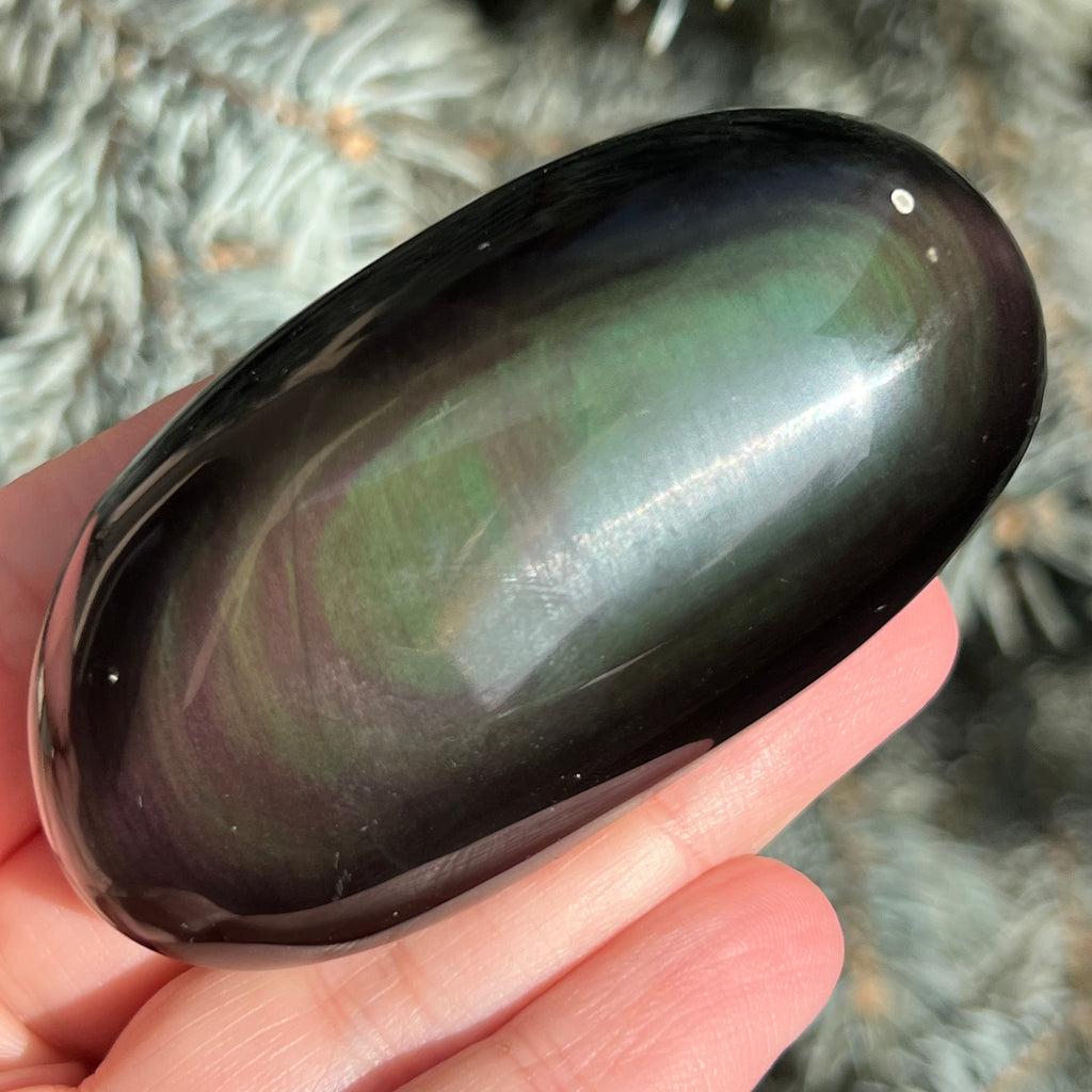 Obsidian curcubeu palmstone model 4, druzy.ro, cristale 1