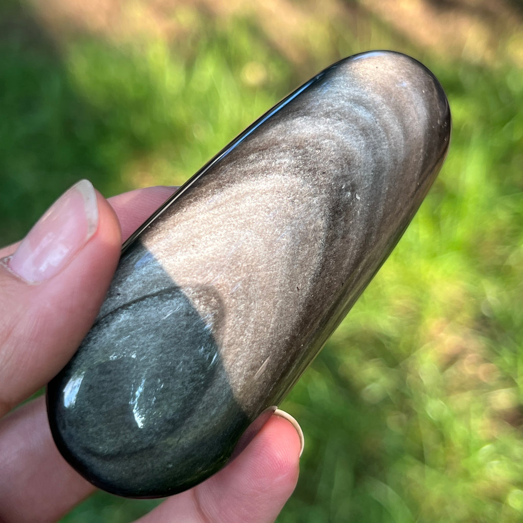 Obsidian argintiu palmstone model 15, pietre semipretioase - druzy.ro 2 