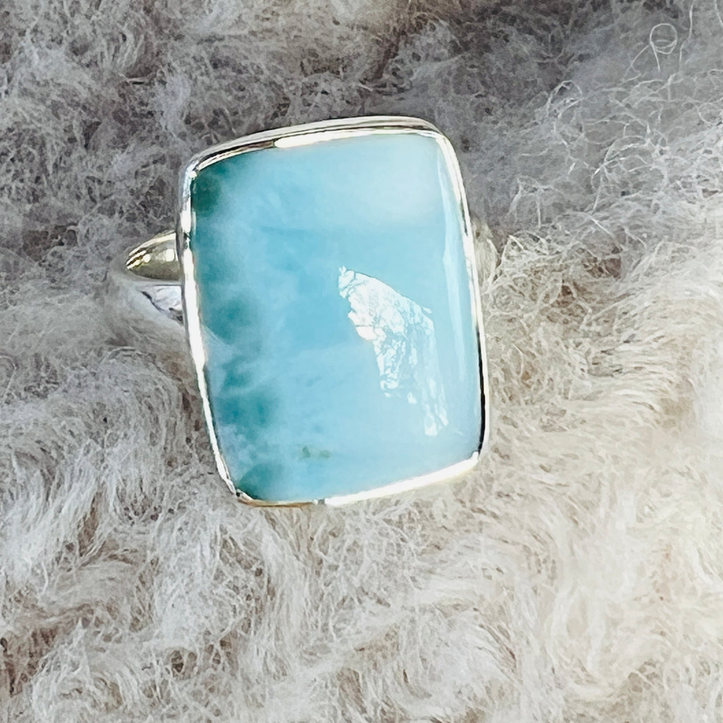 Inel ajustabil cu piatra larimar din argint model 3, pietre semipretioase - druzy.ro 1 