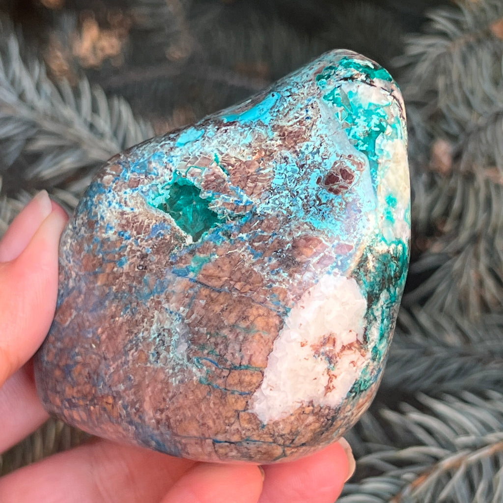 Shattuckite forma libera/palmstone m14, pietre semipretioase - druzy.ro 7 