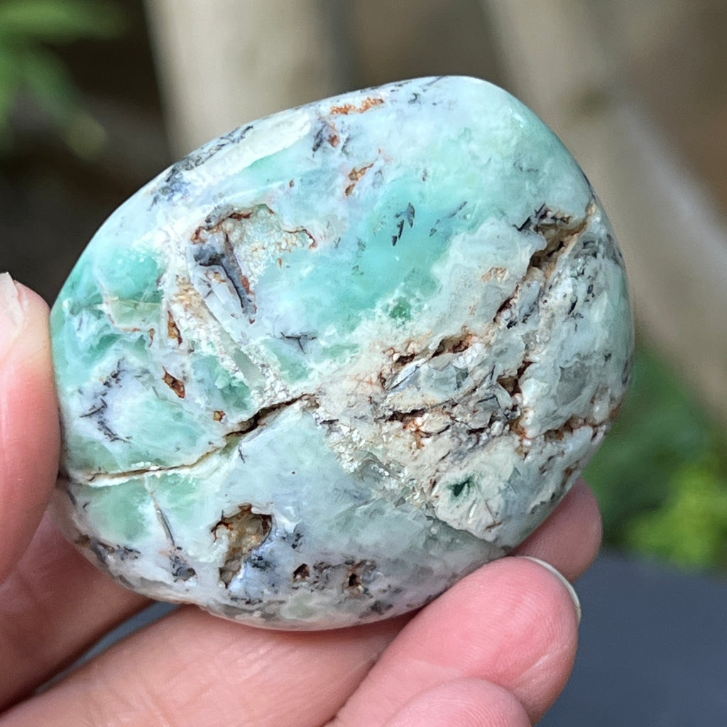 Palmstone calcedonie cu crom albastru-verzuie din Zimbabwe | Model 2, pietre semipretioase - druzy.ro 4 