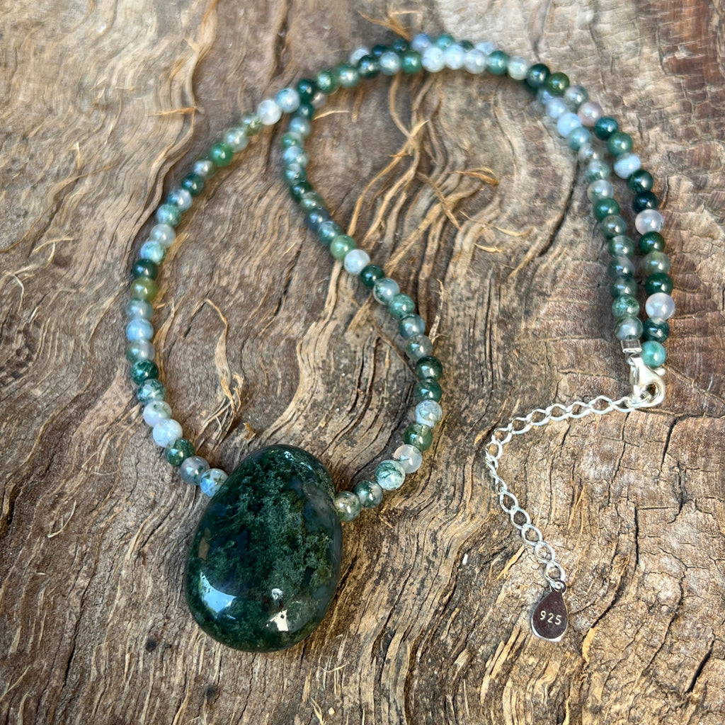 Colier agat muschi Sylva #52, pietre semipretioase - druzy.ro 2 
