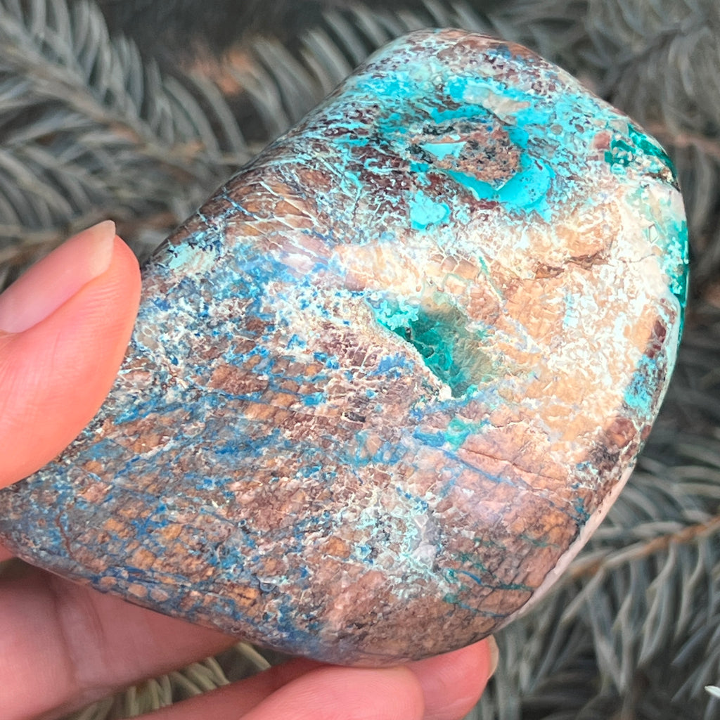 Shattuckite forma libera/palmstone m14, pietre semipretioase - druzy.ro 14 