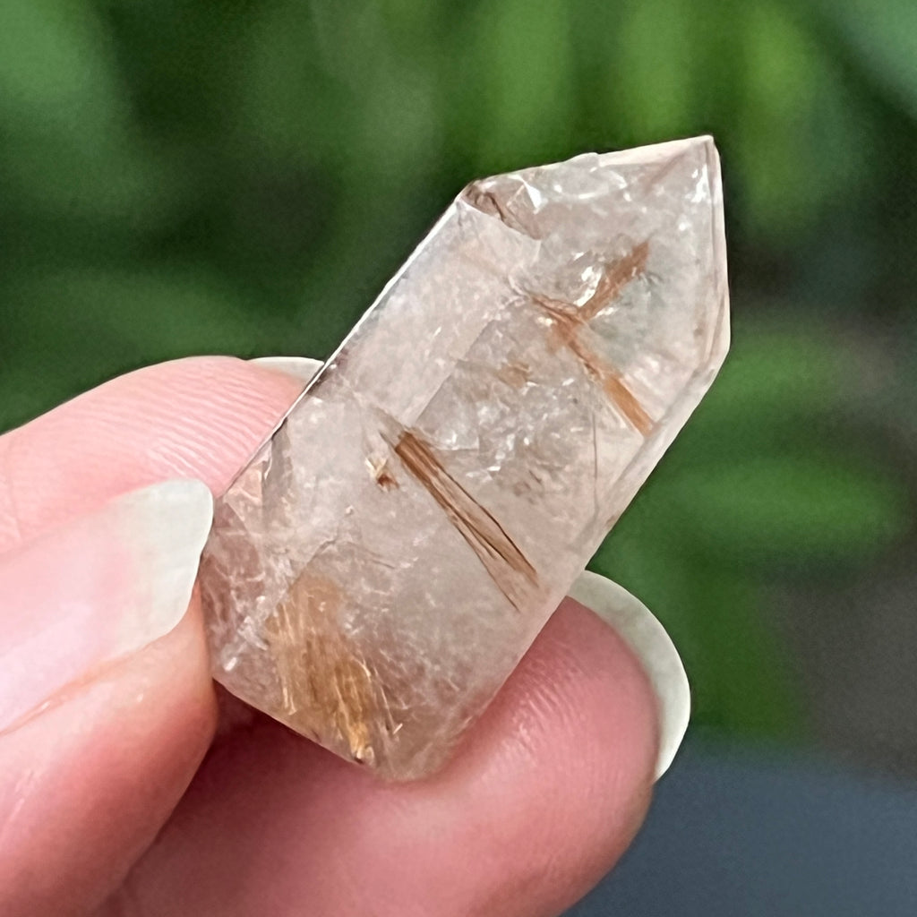Obelisc cuart rutilat auriu | Model 6, pietre semipretioase - druzy.ro 2 