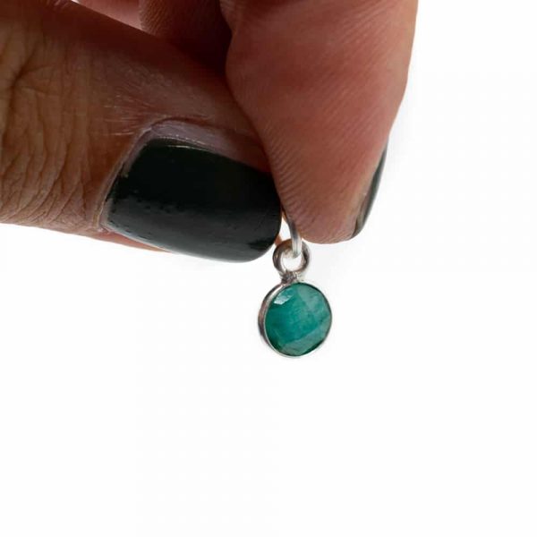 Pandantiv smarald 0.6 cm, argint, piatra lunii mai, birthstone, druzy.ro, cristale 3