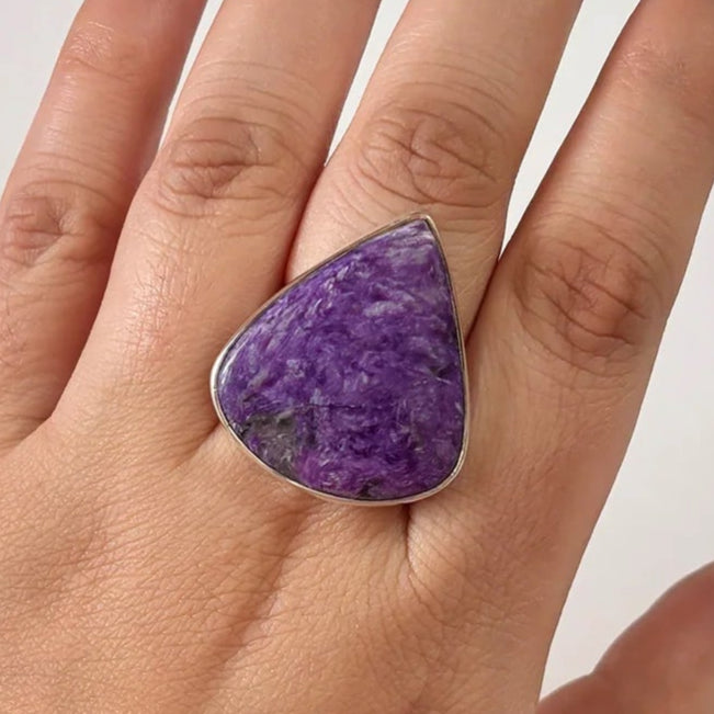 Inel charoit și argint | Model 2, pietre semipretioase - druzy.ro 2 