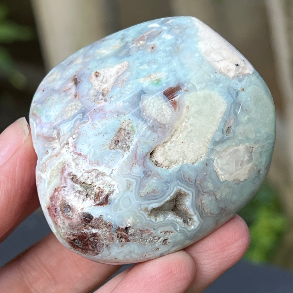 Palmstone calcedonie cu crom albastru-verzuie din Zimbabwe | Model 3, pietre semipretioase - druzy.ro 1 
