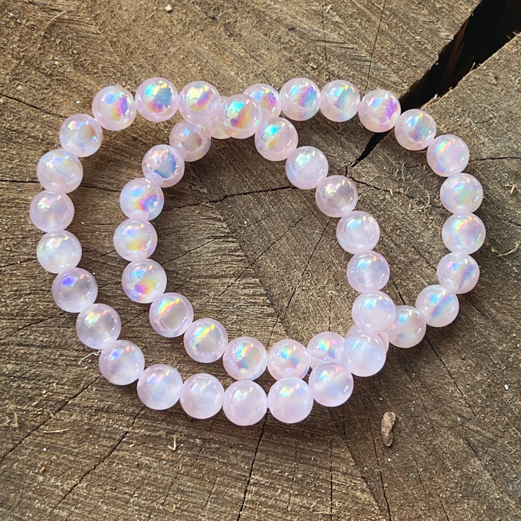 Bratara selenit 8 mm AURA LILA, pietre semipretioase - druzy.ro 2 