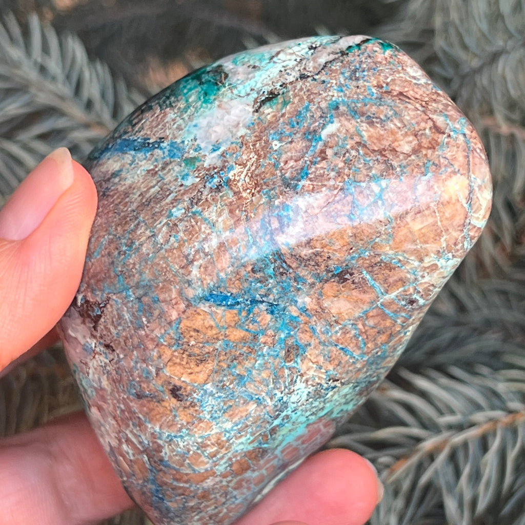 Shattuckite forma libera/palmstone m14, pietre semipretioase - druzy.ro 11 