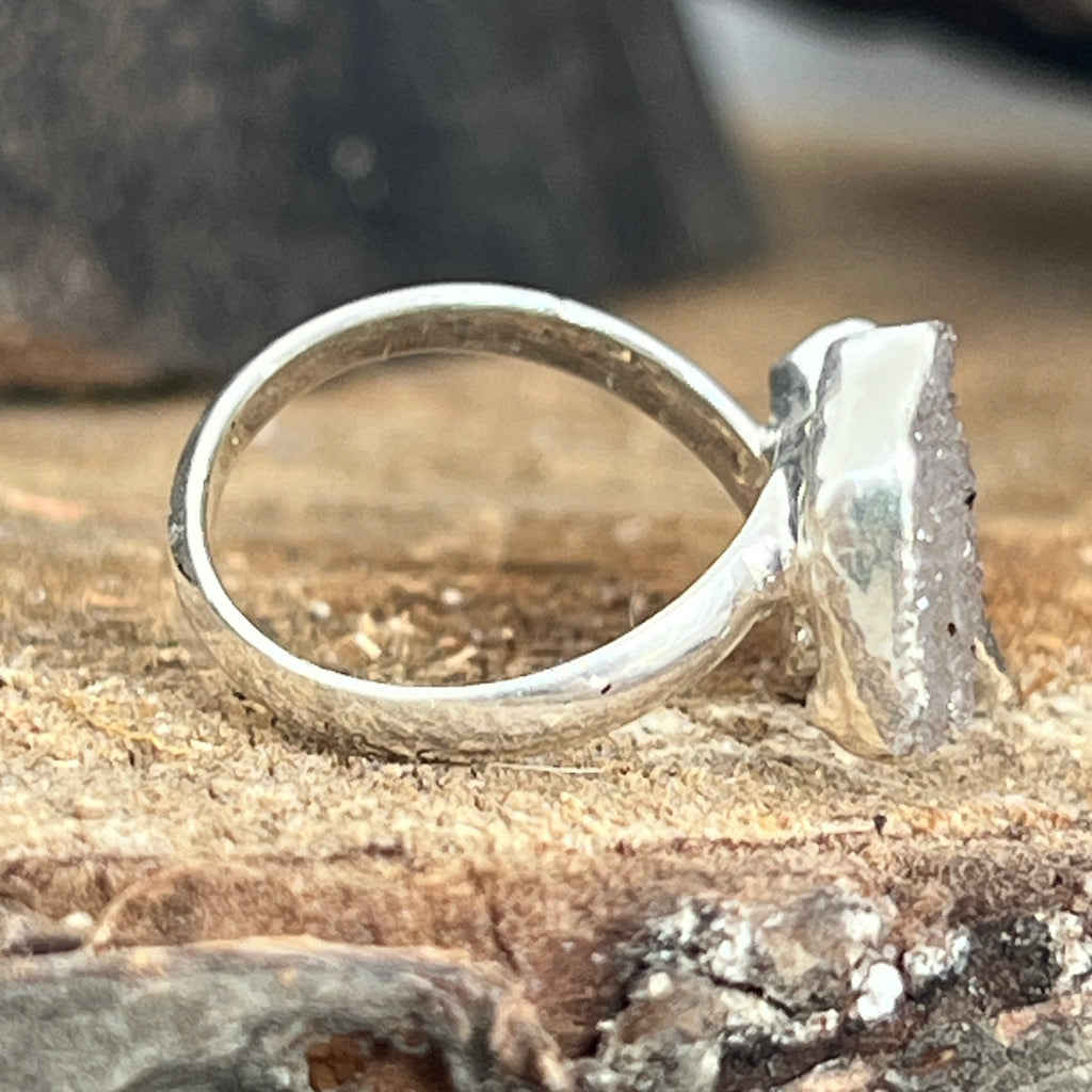 Inel reglabil agat druzy placat cu argint din Brazilia model 2, pietre semipretioase - druzy.ro 3 