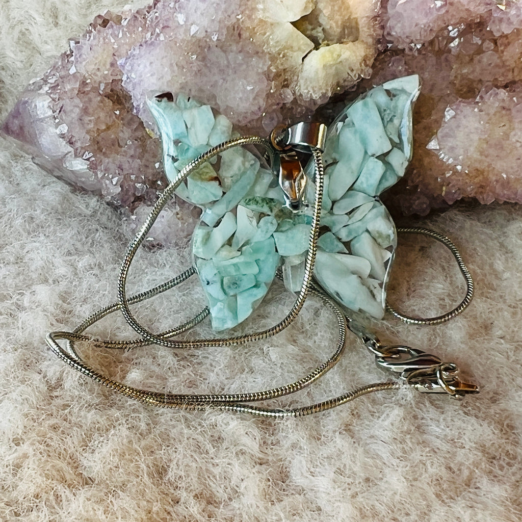 Colier Butterfly acvamarin, pietre semipretioase - druzy.ro 2 