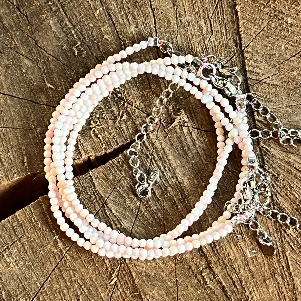 Bratara reglabila opal roz 2 mm, pietre semipretioase - druzy.ro 1 