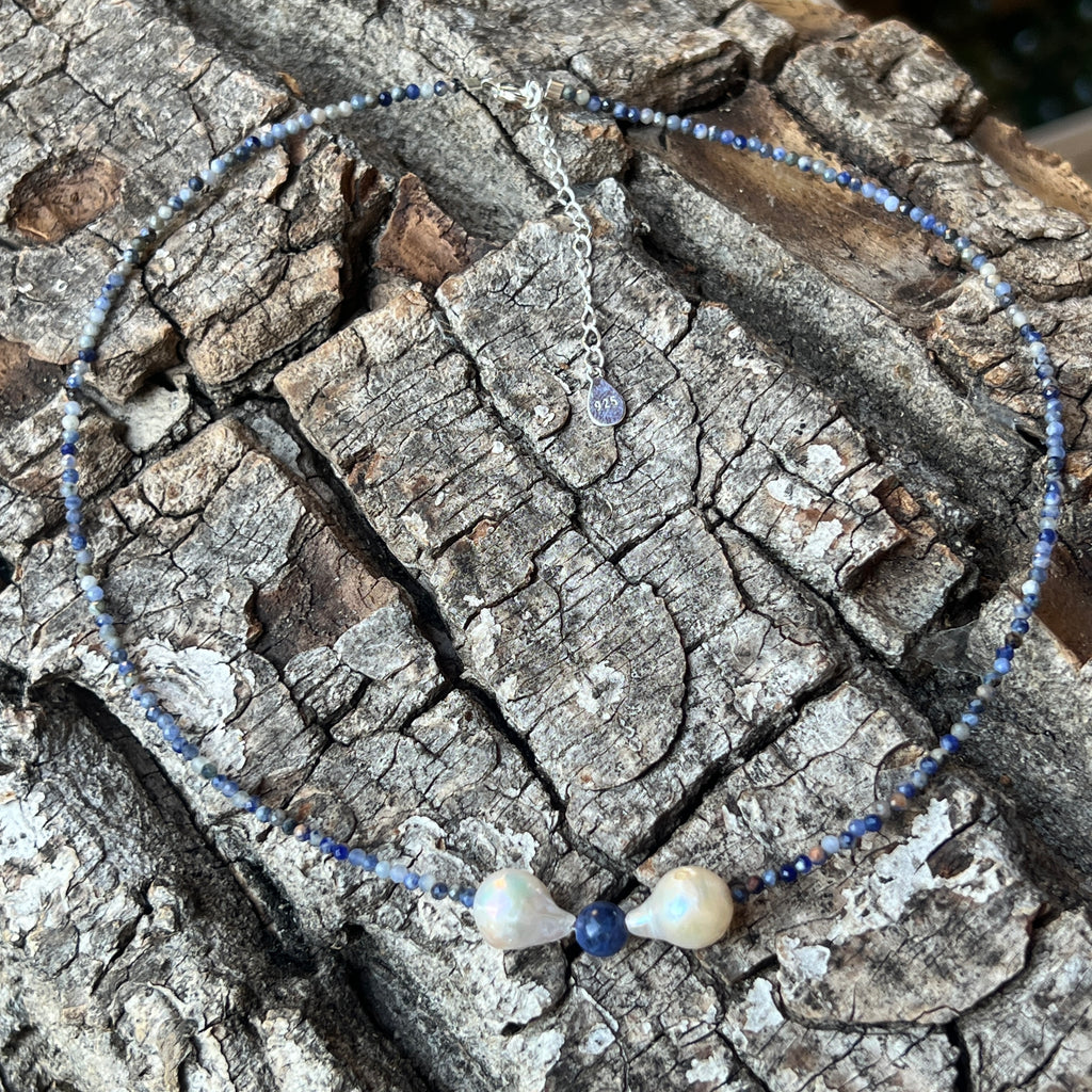Colier aventurin albastru si perle Blue Grace #77, pietre semipretioase - druzy.ro 5 