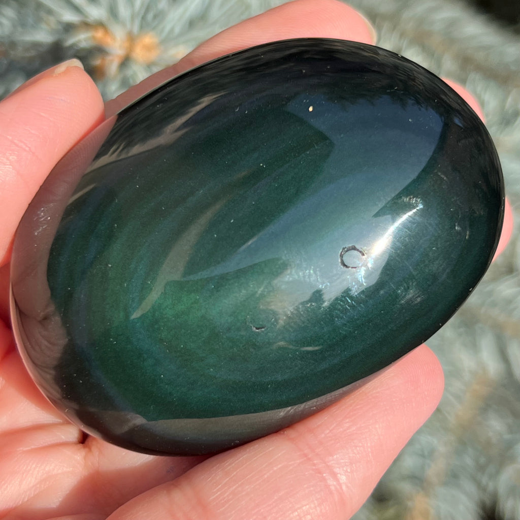 Obsidian curcubeu palmstone model 6, druzy.ro, cristale 3