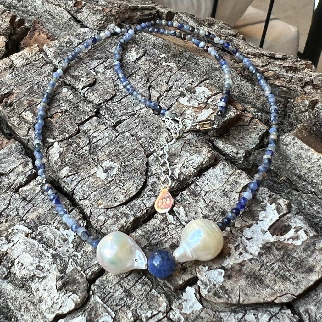 Colier aventurin albastru si perle Blue Grace #77, pietre semipretioase - druzy.ro 6 