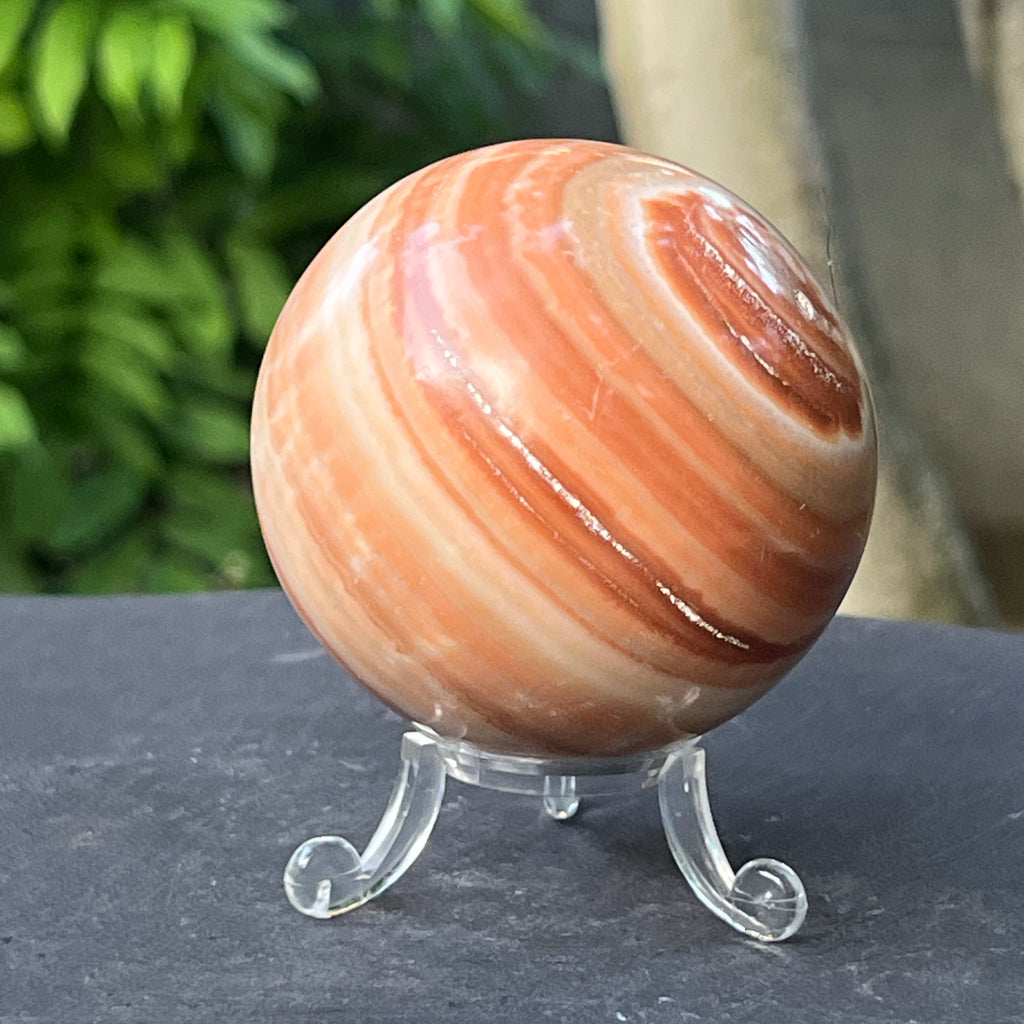 Sferă de onix portocaliu dungat  | Model 1, pietre semipretioase - druzy.ro 2 