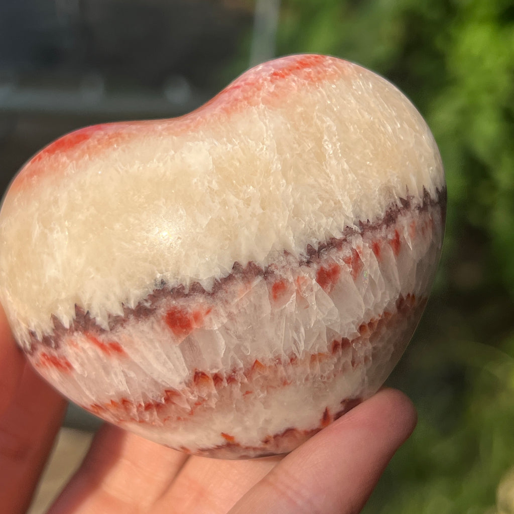 Inimă din calcit roz dungat m2, pietre semipretioase - druzy.ro 3 