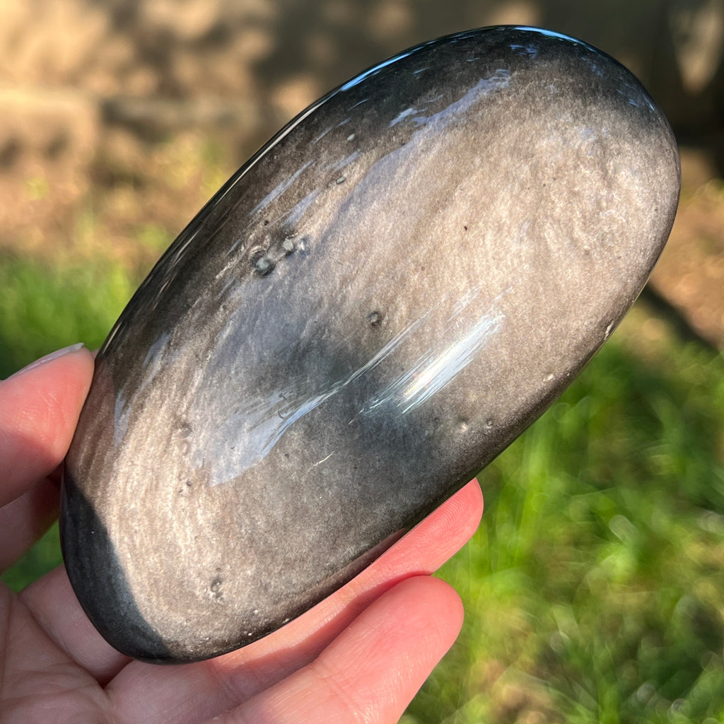 Obsidian argintiu palmstone model 13, pietre semipretioase - druzy.ro 5 