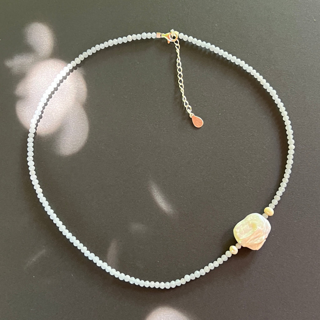Colier angelit si perle Celestia#69, pietre semipretioase - druzy.ro 3 