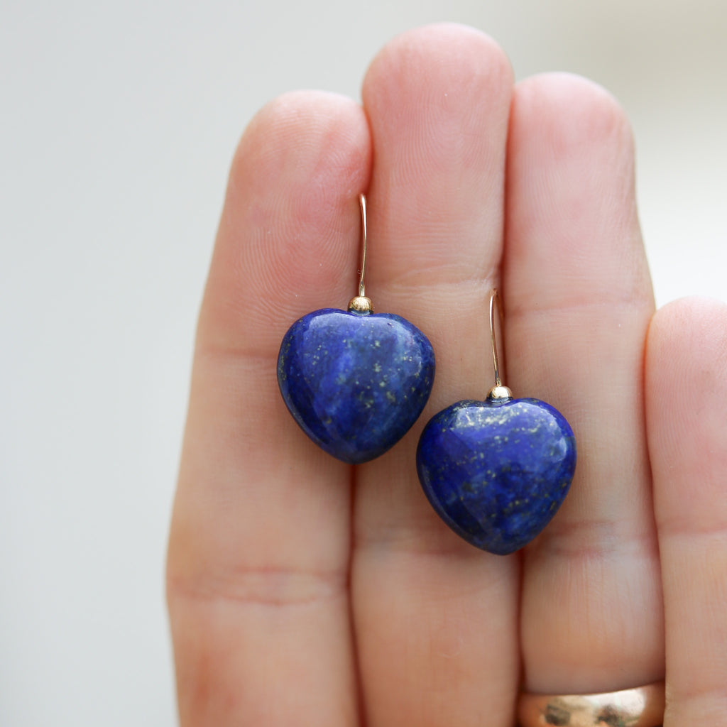 Cercei lapis lazuli, aur filat - Hearts Royal, pietre semipretioase - druzy.ro 2 