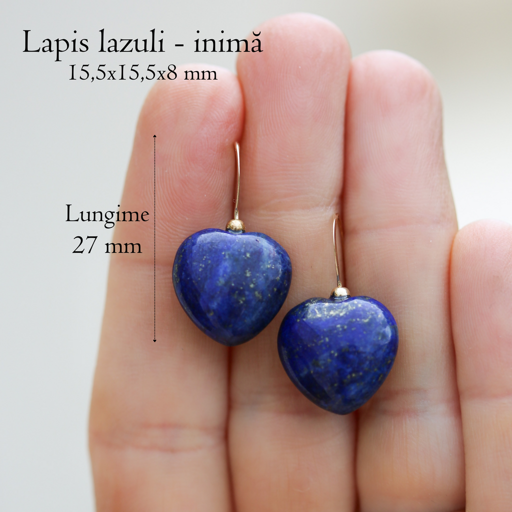 Cercei lapis lazuli, aur filat - Hearts Royal, pietre semipretioase - druzy.ro 3 