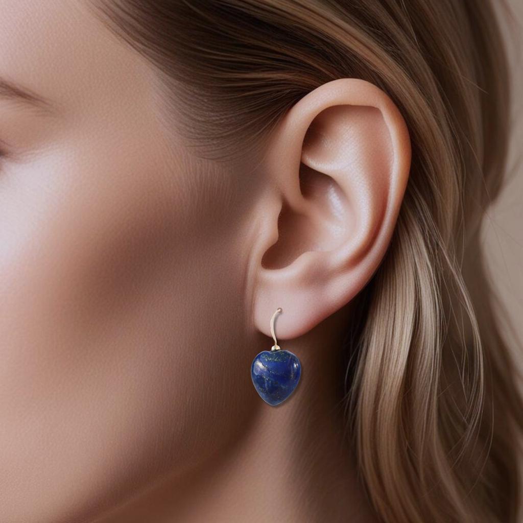 Cercei lapis lazuli, aur filat - Hearts Royal, pietre semipretioase - druzy.ro 5 