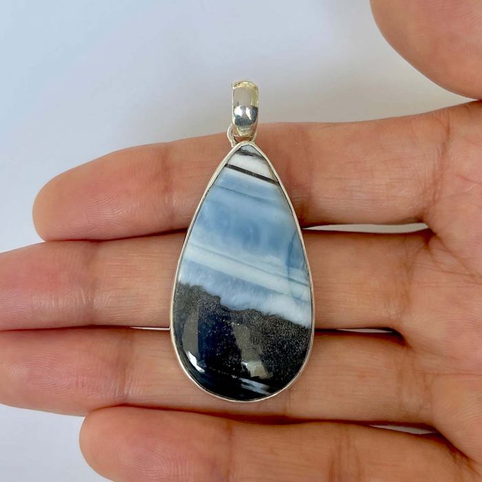Pandantiv opal albastru din argint | Model 1, pietre semipretioase - druzy.ro 1 