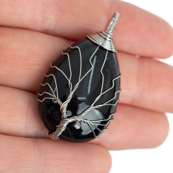 Pandantiv obsidian "Tree of life", pietre semipretioase, DRUZY.RO 5