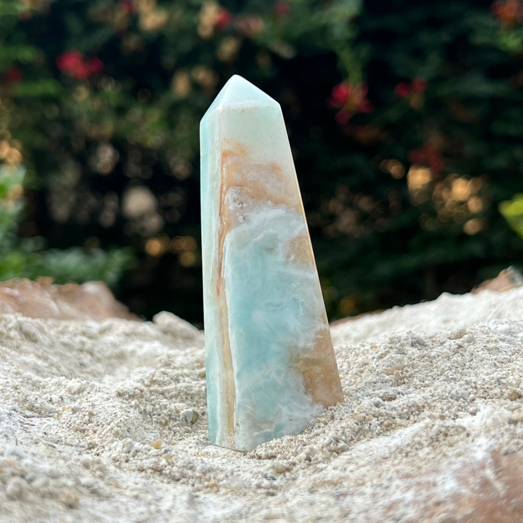 Turn/obelisc calcit albastru caraibe m8, druzy.ro, cristale 1